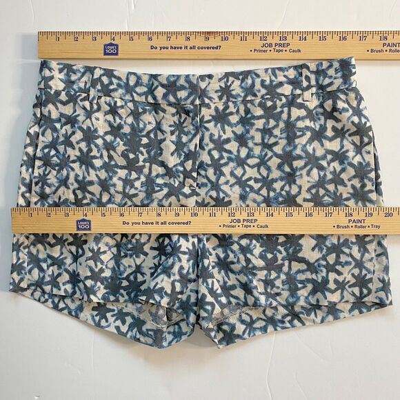 J.Crew Shorts Womens Size 6 Linen Blue/Beige Abstract Mid Rise Breathable 3" Ins - Picture 9 of 10
